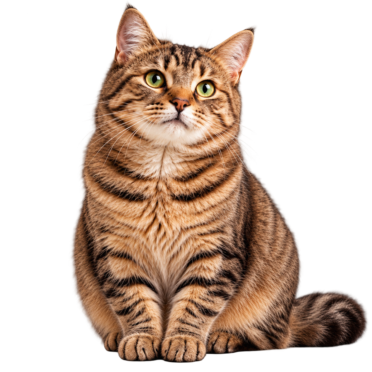 Curious Tabby cat for cat food collection