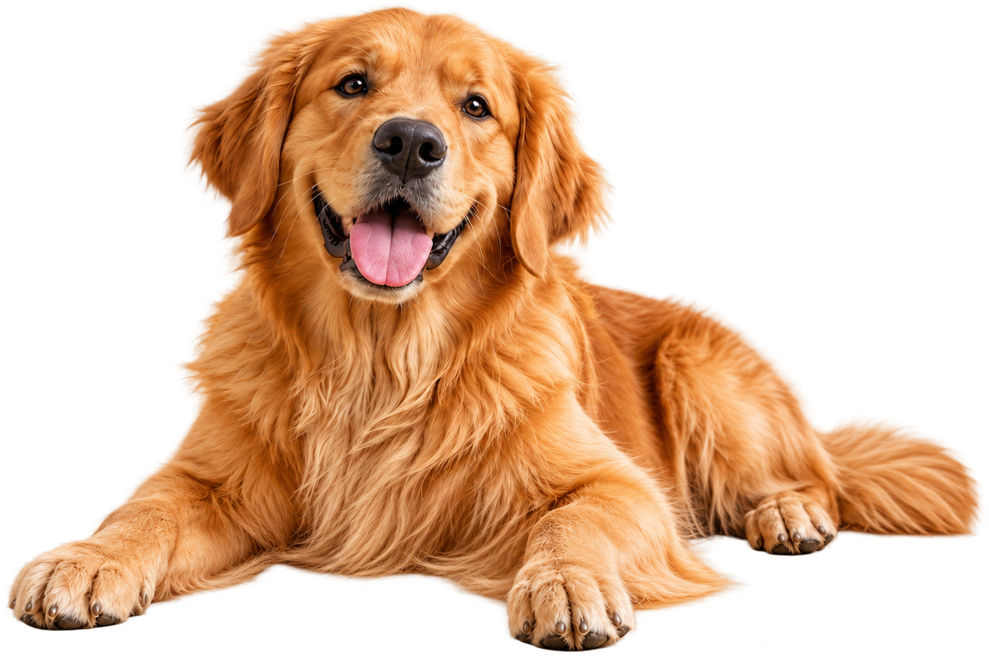 Happy Golden Retriever for dog food collection